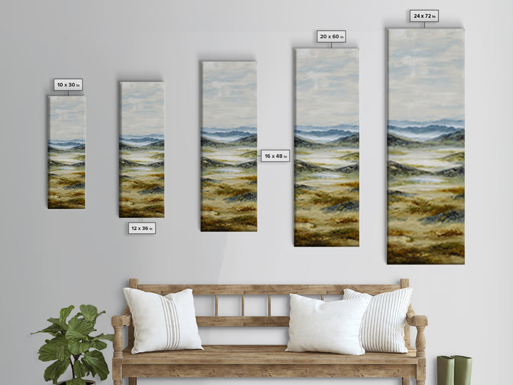 Soft Alpine Horizon Canvas Print, Above Bed Art, Digital Art, Bedroom Decor, Serenity, Living Room Decor, Whimsical Decor, ABA-1x3-60