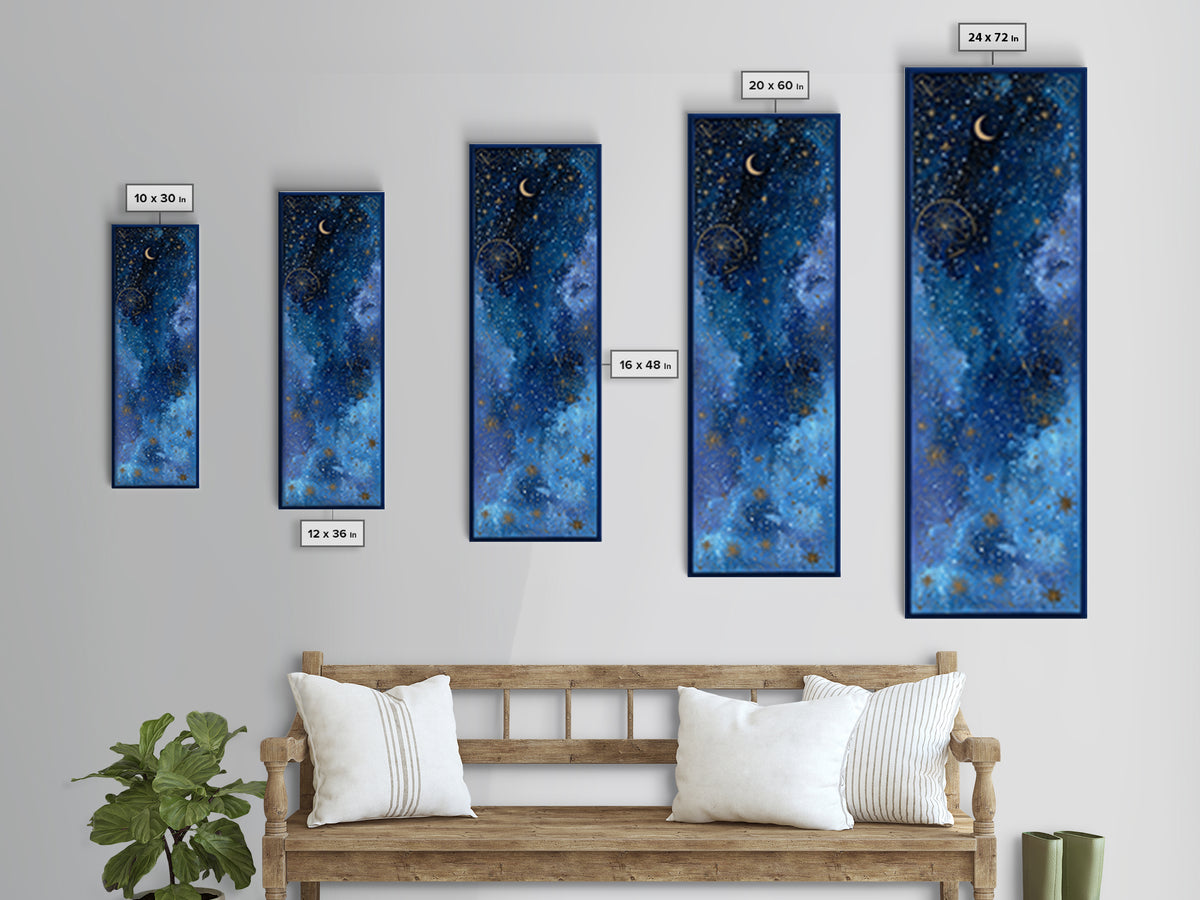 Subtle Celestial Scene Canvas Print, Above Bed Art, Wall Art Prints, Bedroom Decor, Fine Art, Serenity, Boho Wall Art, ABA-1x3-73