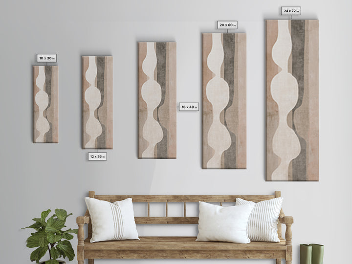 Japandi Ink Shapes Canvas Print, Above Bed Art, Above Bed Decor, Bedroom Decor, Abstract Art, Serenity, Minimalist Decor, ABA-1x3-78