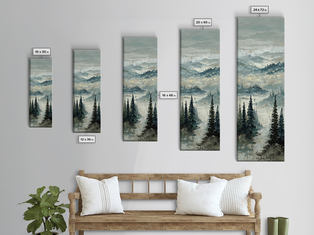 Soft Alpine Horizon Framed Canvas Print, Above Bed Art, Original Art, Bedroom Decor, Oil Painting, Serenity, ABA-1x3-84