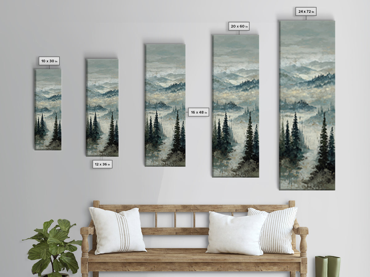 Soft Alpine Horizon Framed Canvas Print, Above Bed Art, Original Art, Bedroom Decor, Oil Painting, Serenity, ABA-1x3-84