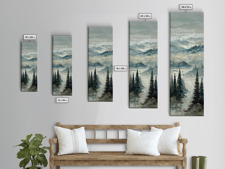 Soft Alpine Horizon Framed Canvas Print, Above Bed Art, Original Art, Bedroom Decor, Oil Painting, Serenity, ABA-1x3-84