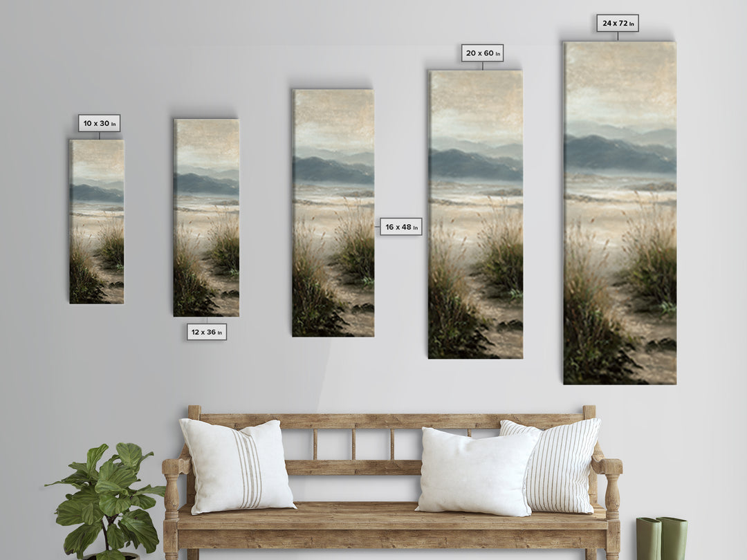 Panoramic Misty Mountain Landscape Canvas Print, Above Bed Art, Digital Prints, Bedroom Decor, Serenity, Printable Art, ABA-1x3-85