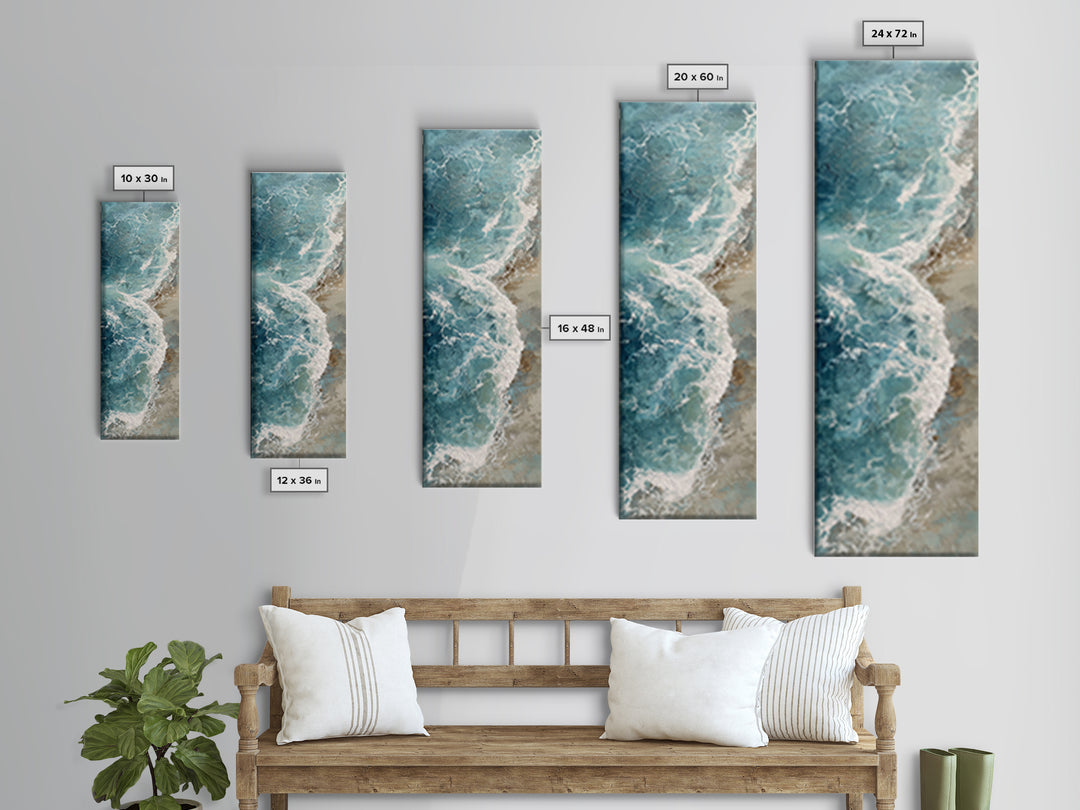 Serene Ocean Tide Seen from Above Canvas Print, Above Bed Art, Gallery Decor, Bedroom Decor, Fine Art, Serenity, Wall Art, ABA-1x3-9