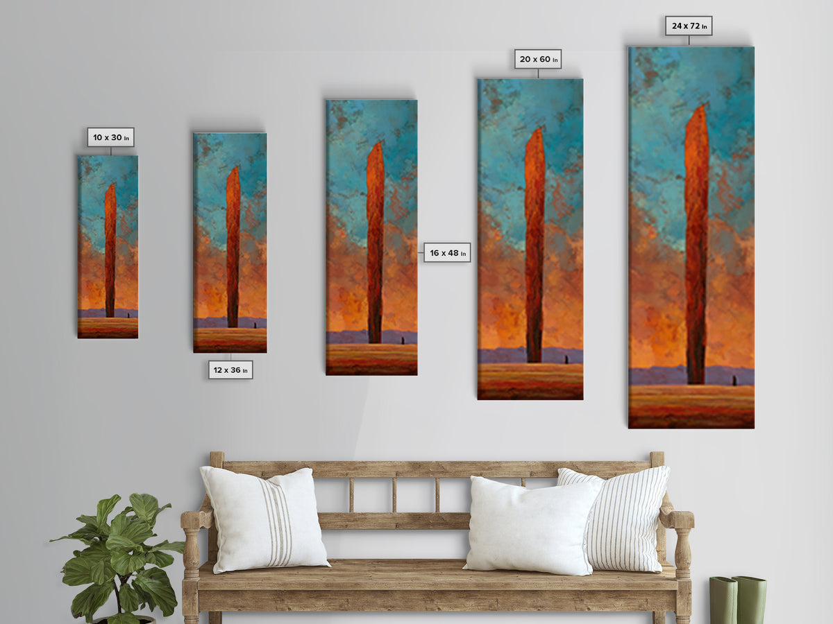 Dreamy Desert Sunset Framed Canvas Print, Above Bed Art, Living Room Wall Art, Bedroom Decor, Fine Art, Serenity, Luxury Decor, ABA-1x3-91