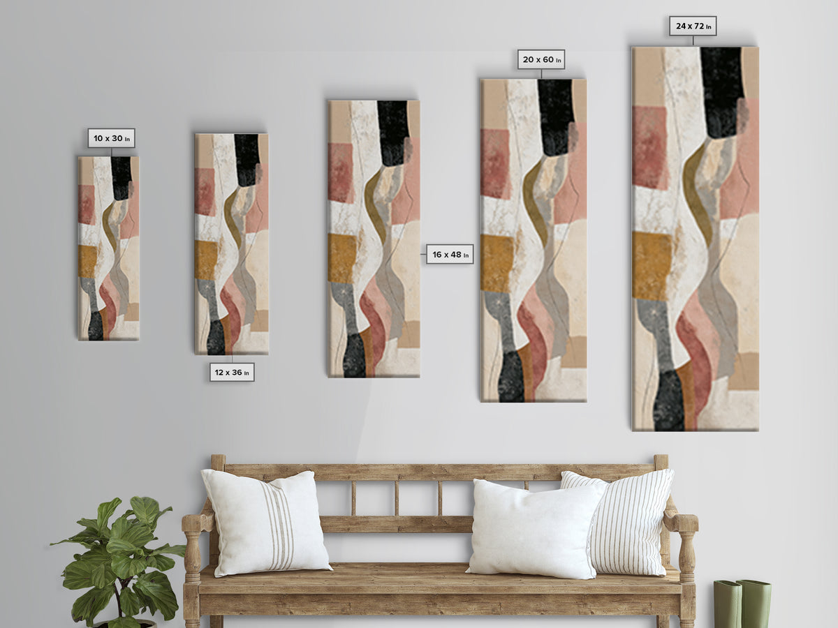 Warm Taupe Abstract Waves Canvas Print, Above Bed Art, Bedroom Wall Art, Bedroom Decor, Abstract Art, Serenity, ABA-1x3-99