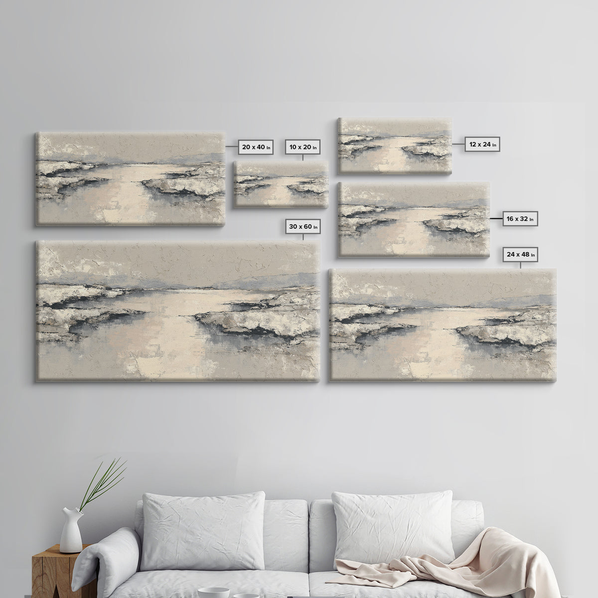 Minimal Two Figure Line Drawing Framed Canvas Print, Above Bed Art, Sage Green Wall Art, Bedroom Decor, Fine Art, Serenity, ABA-2x1-100