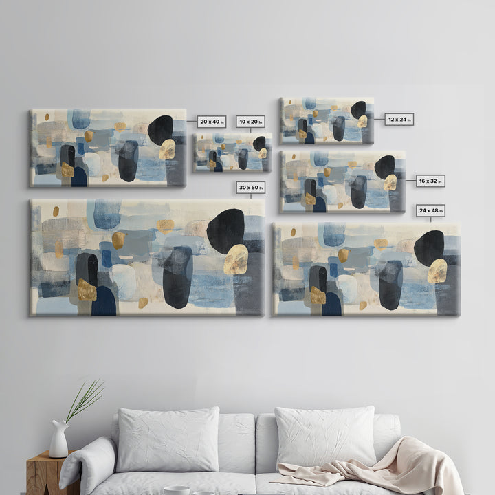 Japandi Ink Shapes Framed Canvas Print, Above Bed Art, Modern Decor, Bedroom Decor, Abstract Art, Serenity, Digital Prints, ABA-2x1-14