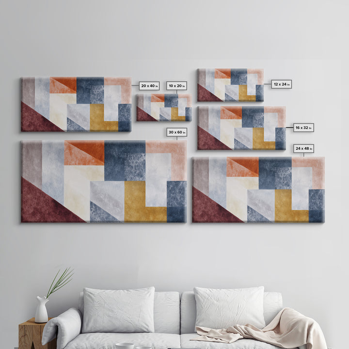 Abstract Sunrise Geometry Framed Canvas Print, Above Bed Art, Modern Decor, Bedroom Decor, Abstract Art, Serenity, ABA-2x1-16