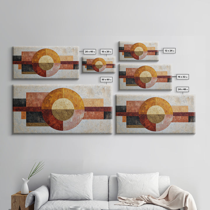 Abstract Sunrise Geometry Framed Canvas Print, Above Bed Art, Wall Decor, Bedroom Decor, Fine Art, Serenity, Apartment Decor, ABA-2x1-40