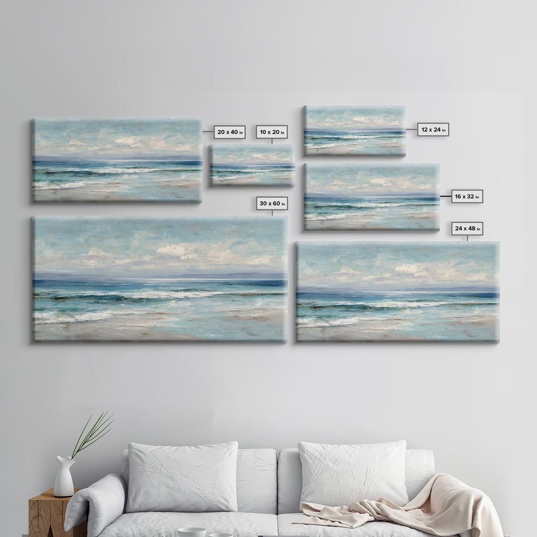 Quiet Moon over a Calm Ocean Horizon Canvas Print, Above Bed Art, Textured Wall Art, Bedroom Decor, Fine Art, Serenity, ABA-2x1-47