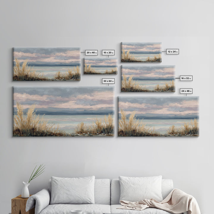 Tranquil Cloudscape with Blush Undertones Canvas Print, Above Bed Art, Dorm Decor, Bedroom Decor, Fine Art, Serenity, ABA-2x1-49
