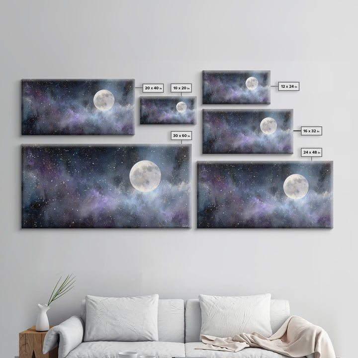 Subtle Celestial Scene Canvas Print, Above Bed Art, Digital Art, Bedroom Decor, Fine Art, Serenity, Living Room Decor, ABA-2x1-57