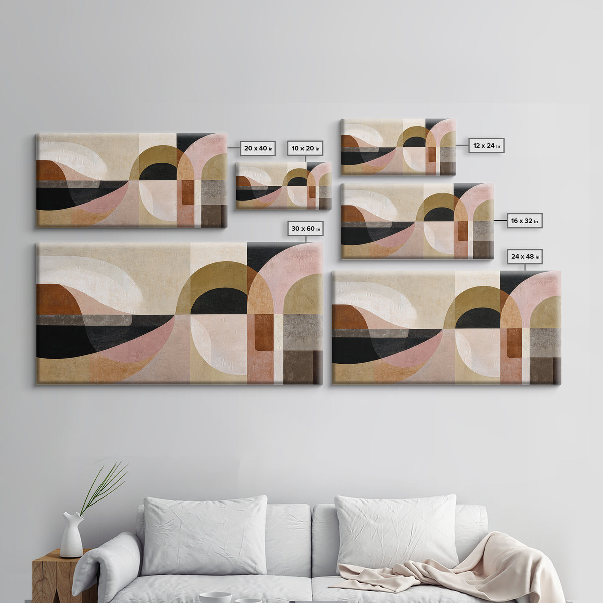 Abstract Sunrise Geometry Canvas Print, Above Bed Art, Dorm Decor, Bedroom Decor, Fine Art, Serenity, Dopamine Decor, ABA-2x1-64