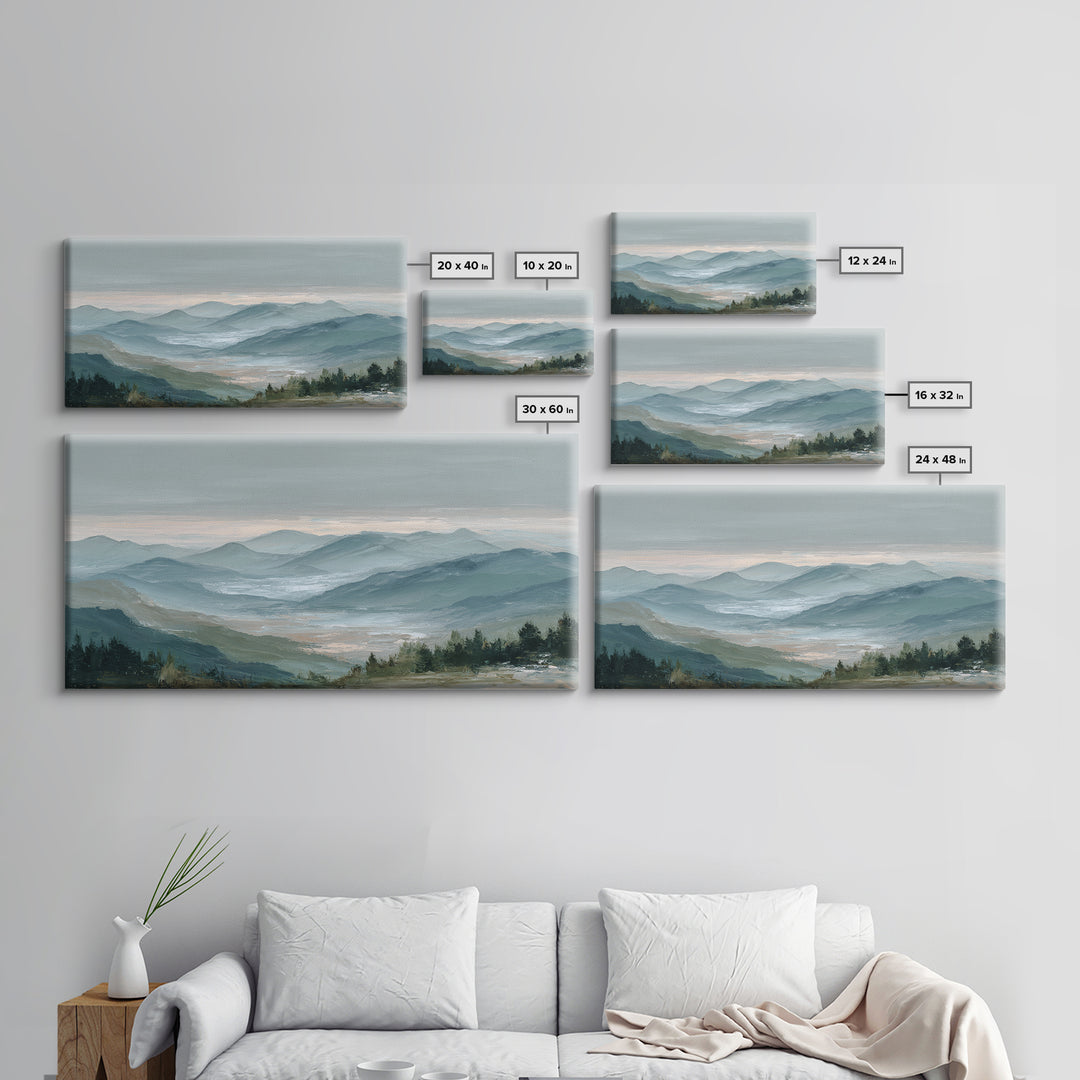 Soft Alpine Horizon Canvas Print, Above Bed Art, Large Wall Art, Bedroom Decor, Fine Art, Serenity, Japanese Wall Art, ABA-2x1-68