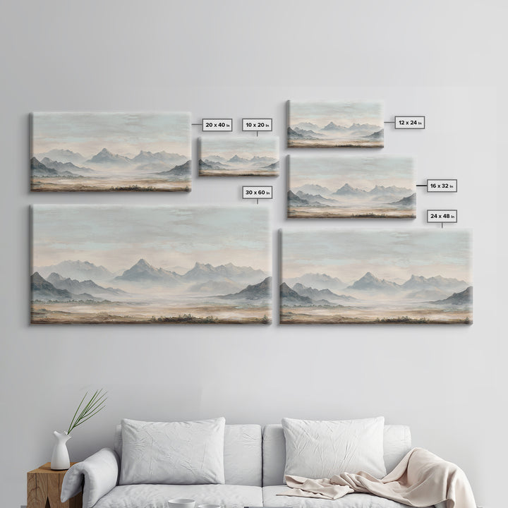 Panoramic Misty Mountain Landscape Canvas Print, Above Bed Art, Textured Wall Art, Bedroom Decor, Fine Art, Serenity, ABA-2x1-69