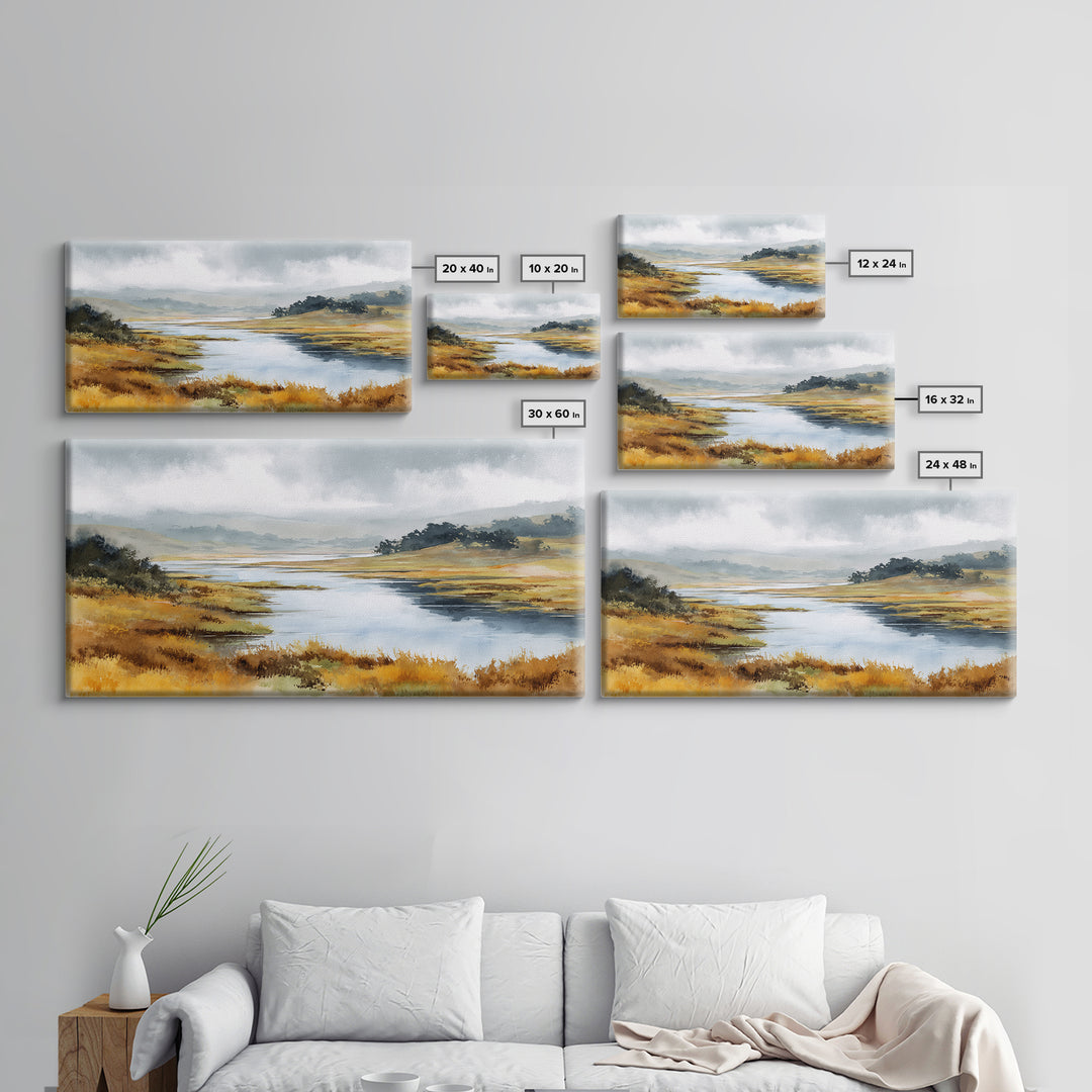 Calming Lake Reflection Framed Canvas Print, Above Bed Art, Digital Prints, Bedroom Decor, Fine Art, Serenity, Printable Art, ABA-2x1-7