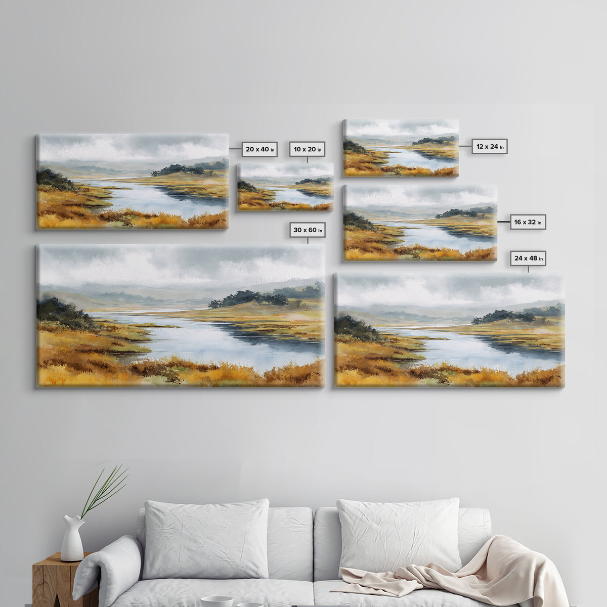 Calming Lake Reflection Framed Canvas Print, Above Bed Art, Digital Prints, Bedroom Decor, Fine Art, Serenity, Printable Art, ABA-2x1-7