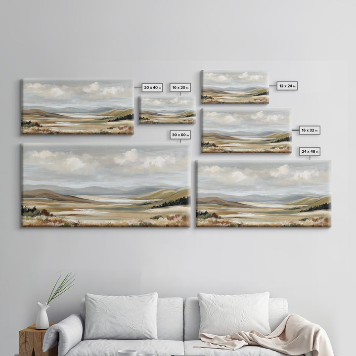 Soft Romantic Landscape Framed Canvas Print, Above Bed Art, Canvas Wall Art, Bedroom Decor, Fine Art, Serenity, Boho Wall Decor, ABA-2x1-85