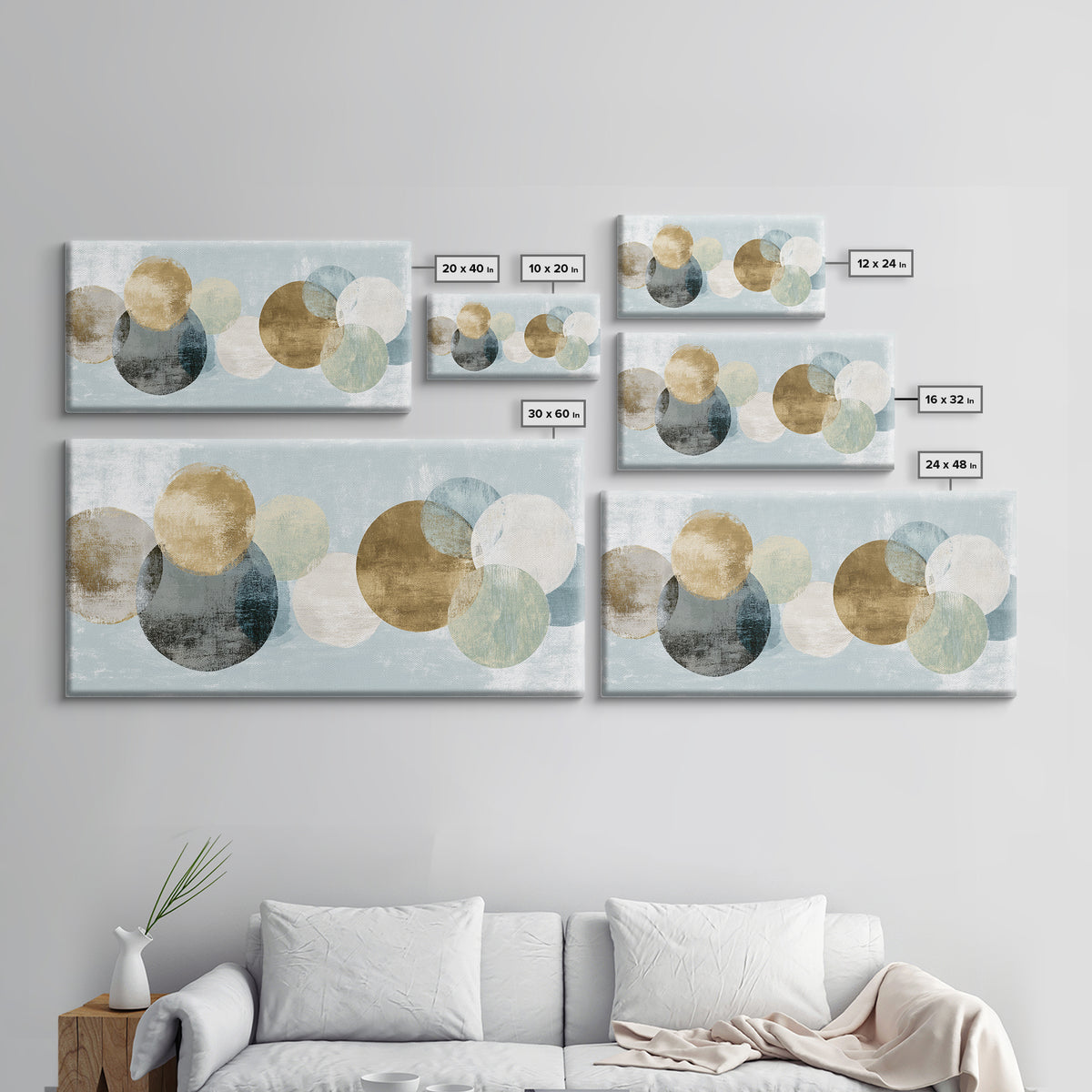 Japandi Ink Shapes Framed Canvas Print, Above Bed Art, Wall Decor, Bedroom Decor, Abstract Art, Serenity, Apartment Decor, ABA-2x1-86