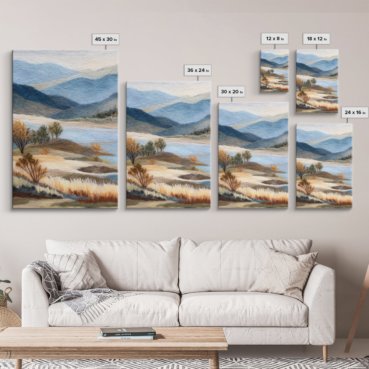 Soft Romantic Landscape Framed Canvas Print, Above Bed Art, Wall Art, Bedroom Decor, Oil Painting, Serenity, Digital Print, ABA-2x3-1