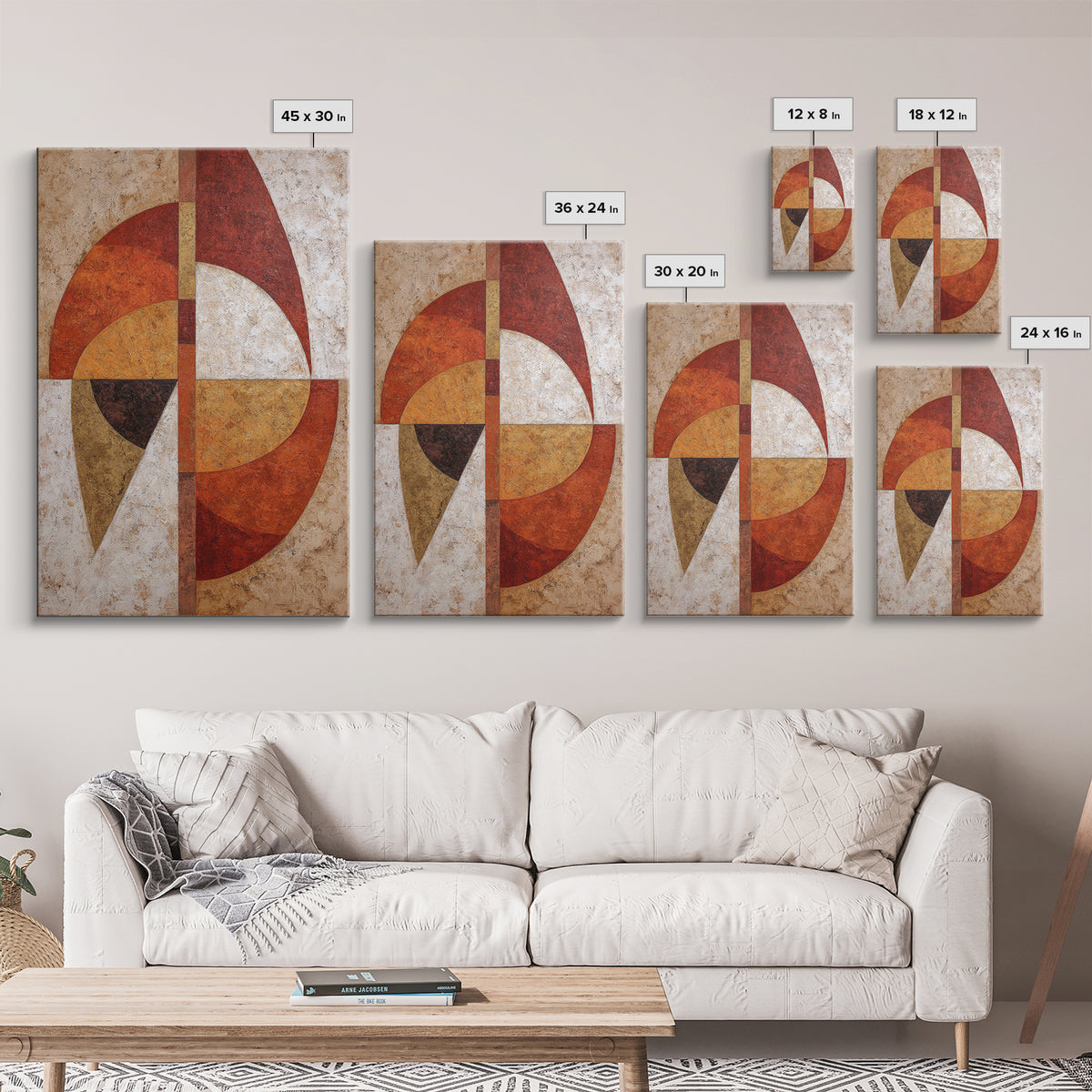 Abstract Sunrise Geometry Framed Canvas Print, Above Bed Art, Art Print, Bedroom Decor, Abstract Art, Serenity, Dorm Decor, ABA-2x3-100