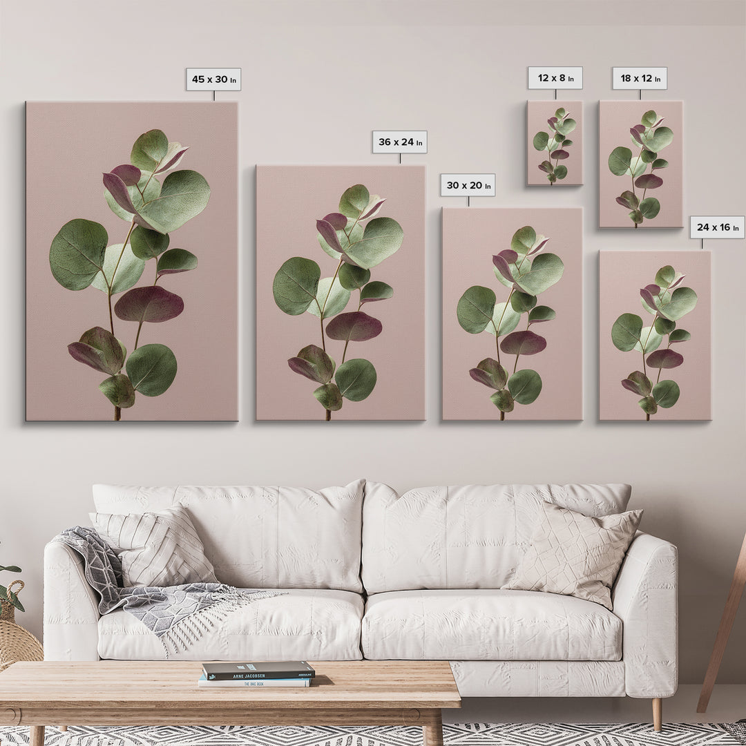 Soft Eucalyptus Branches Arranged Symmetrically Canvas Print, Above Bed Art, Art Print, Bedroom Decor, Watercolor Art, Serenity, ABA-2x3-14