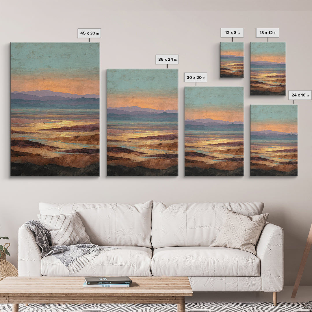 Dreamy Desert Sunset Canvas Print, Above Bed Art, Home Decor, Bedroom Decor, Oil Painting, Serenity, Contemporary Art, ABA-2x3-15