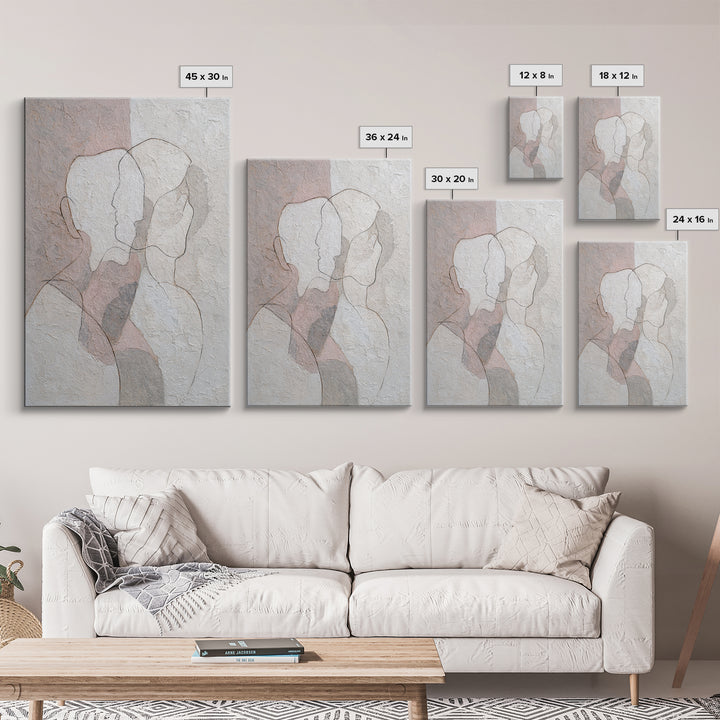 Minimal Two Figure Line Drawing Canvas Print, Above Bed Art, Boho Wall Decor, Bedroom Decor, Fine Art, Serenity, Fine Art Print, ABA-2x3-16