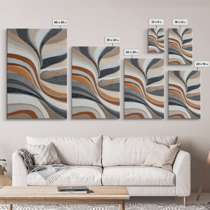 Warm Taupe Abstract Waves Canvas Print, Above Bed Art, Art Print, Bedroom Decor, Abstract Art, Serenity, Dorm Decor, ABA-2x3-23
