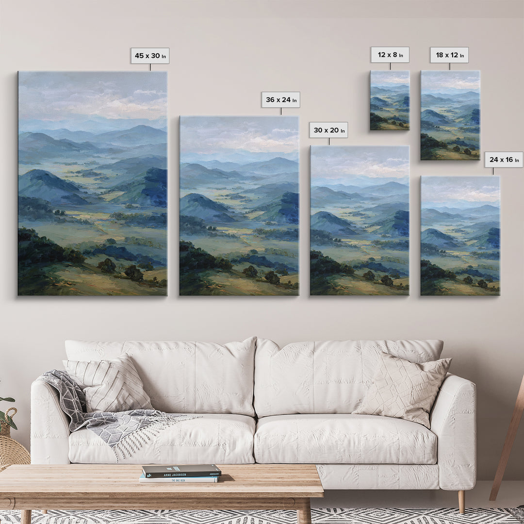 Soft Romantic Landscape Framed Canvas Print, Above Bed Art, Wall Art, Bedroom Decor, Oil Painting, Serenity, Digital Print, ABA-2x3-25
