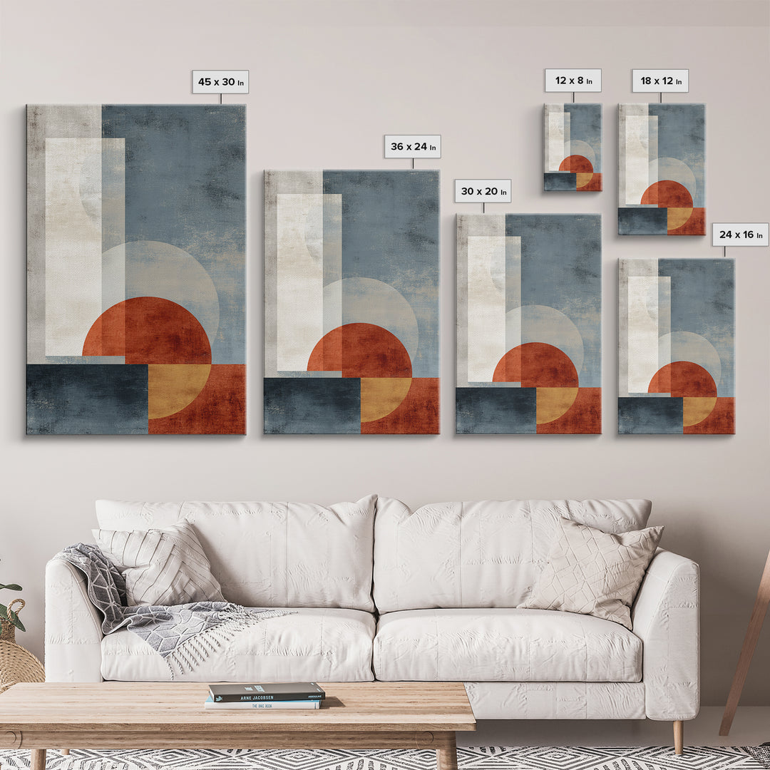 Abstract Sunrise Geometry Framed Canvas Print, Above Bed Art, Fine Art Print, Bedroom Decor, Abstract Art, Serenity, ABA-2x3-4