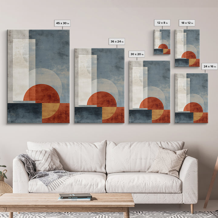 Abstract Sunrise Geometry Framed Canvas Print, Above Bed Art, Fine Art Print, Bedroom Decor, Abstract Art, Serenity, ABA-2x3-4