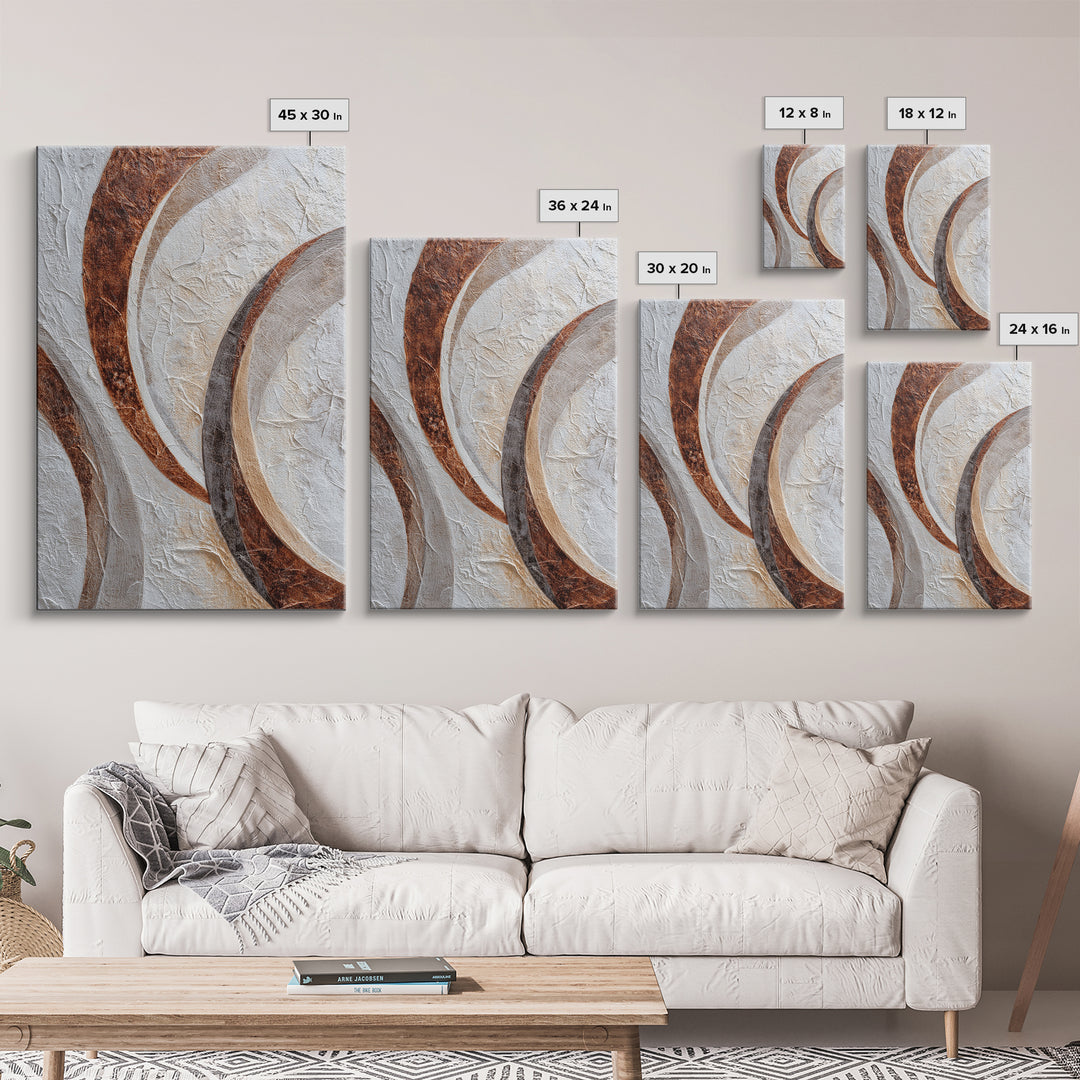 Warm Taupe Abstract Waves Framed Canvas Print, Above Bed Art, Wall Art, Bedroom Decor, Fine Art, Serenity, Digital Print, ABA-2x3-47