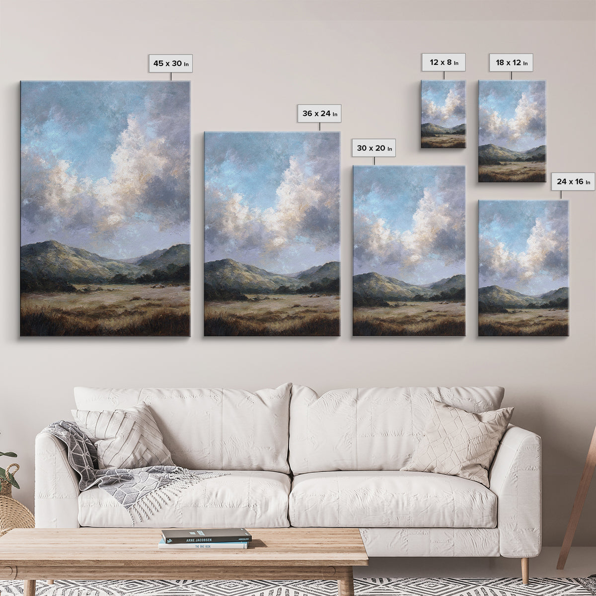 Soft Romantic Landscape Canvas Print, Above Bed Art, Mid Century Modern, Bedroom Decor, Fine Art, Serenity, Horizontal Wall Art, ABA-2x3-49