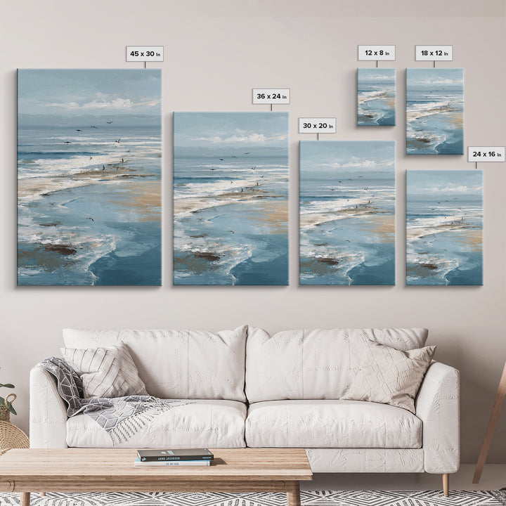 Serene Ocean Tide Seen from Above Canvas Print, Above Bed Art, Wall Decor, Bedroom Decor, Fine Art, Serenity, Apartment Decor, ABA-2x3-5