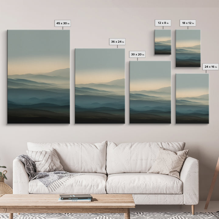 Soft Alpine Horizon Framed Canvas Print, Above Bed Art, Gallery Decor, Bedroom Decor, Fine Art, Serenity, Wall Art, Wall Decor, ABA-2x3-56