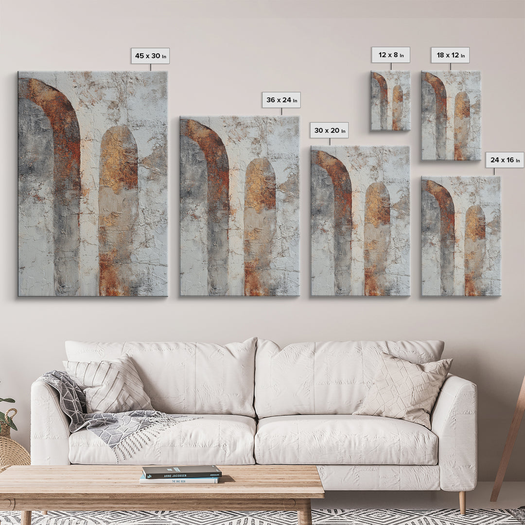Neutral Abstract Arches Framed Canvas Print, Above Bed Art, Wall Art, Bedroom Decor, Abstract Art, Serenity, Digital Print, ABA-2x3-60