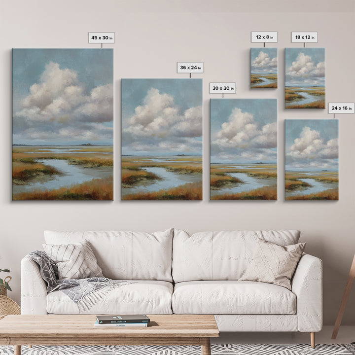 Tranquil Cloudscape with Blush Undertones Canvas Print, Above Bed Art, Original Art, Bedroom Decor, Fine Art, Serenity, ABA-2x3-61