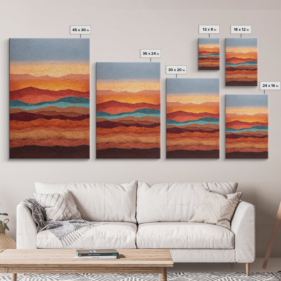 Dreamy Desert Sunset Framed Canvas Print, Above Bed Art, Printable Wall Art, Bedroom Decor, Watercolor Art, Serenity, ABA-2x3-63