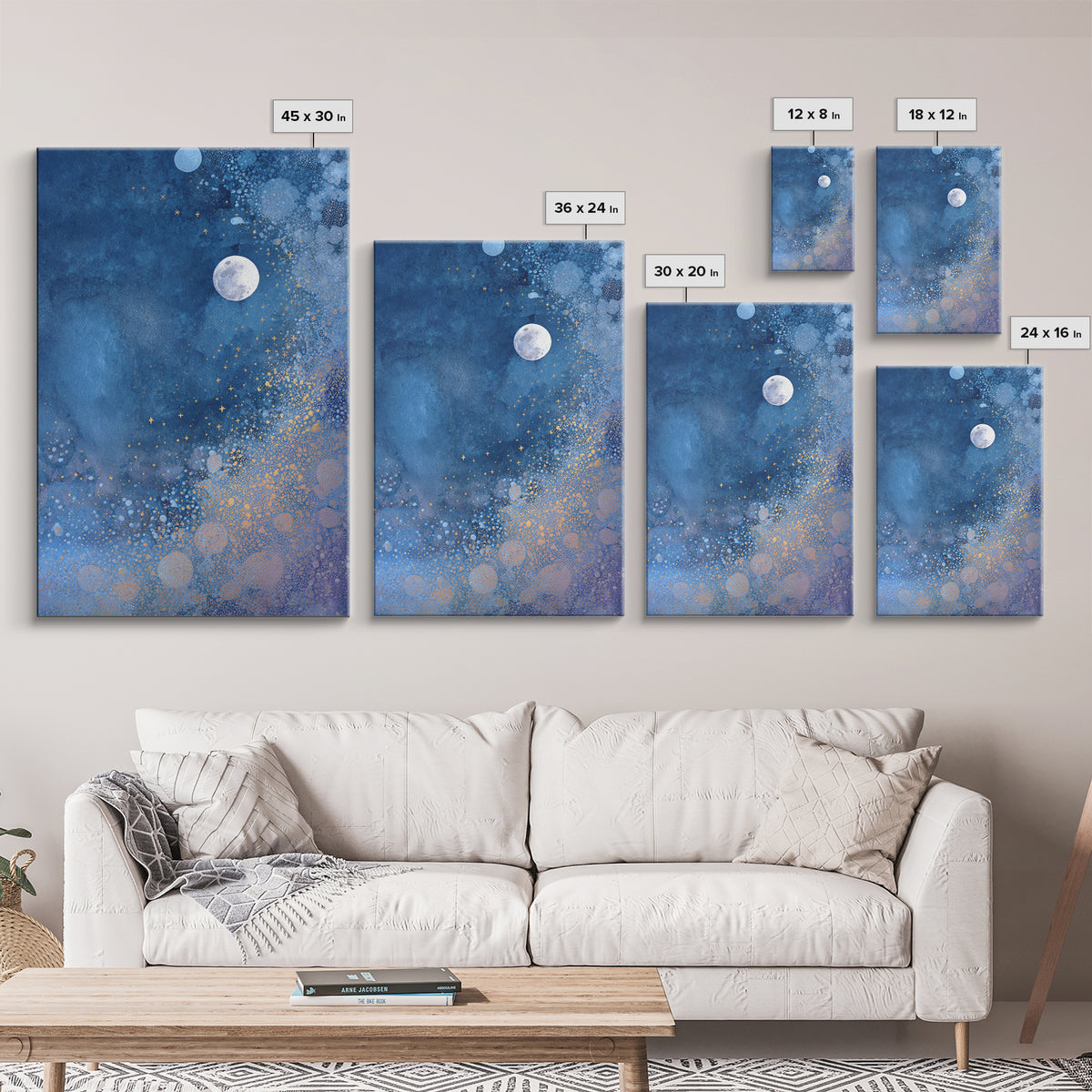 Subtle Celestial Scene Framed Canvas Print, Above Bed Art, Bedroom Decor, Fine Art, Serenity, Boho Decor, Western Decor, ABA-2x3-69