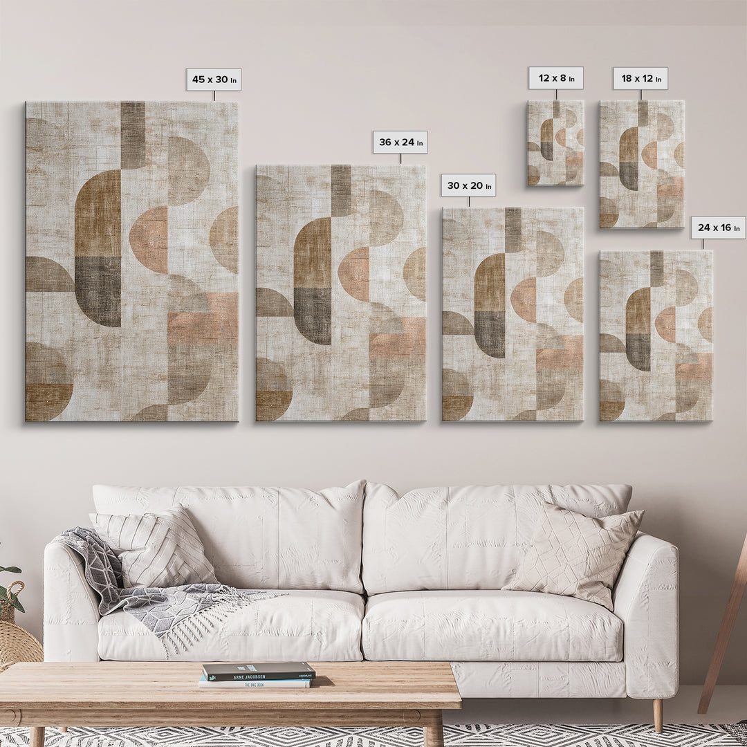 Warm Taupe Abstract Waves Canvas Print, Above Bed Art, Mid Century Modern, Bedroom Decor, Serenity, Horizontal Wall Art, ABA-2x3-71
