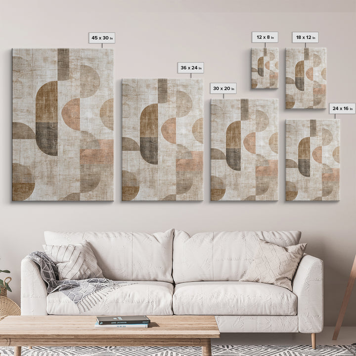Warm Taupe Abstract Waves Canvas Print, Above Bed Art, Mid Century Modern, Bedroom Decor, Serenity, Horizontal Wall Art, ABA-2x3-71