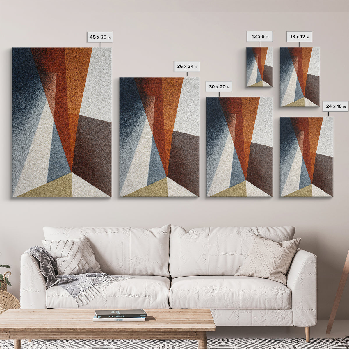 Abstract Sunrise Geometry Framed Canvas Print, Above Bed Art, Living Room Decor, Bedroom Decor, Abstract Art, Serenity, ABA-2x3-76