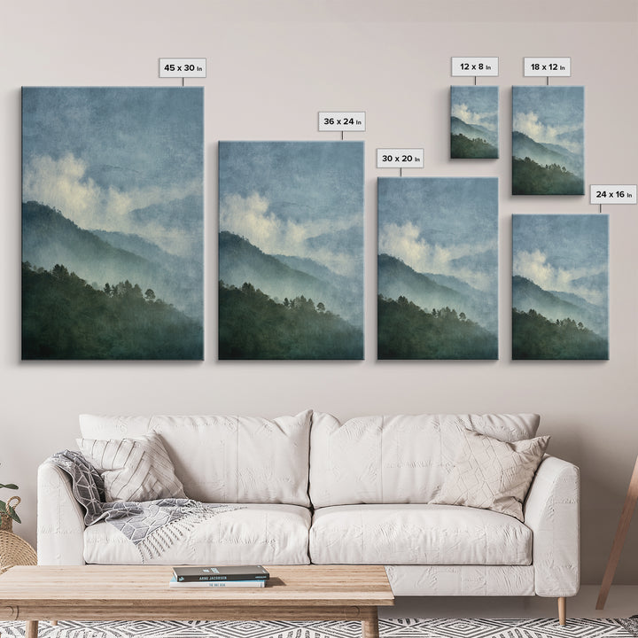 Soft Alpine Horizon Framed Canvas Print, Above Bed Art, Contemporary Art, Bedroom Decor, Fine Art, Serenity, Textured Wall Art, ABA-2x3-80