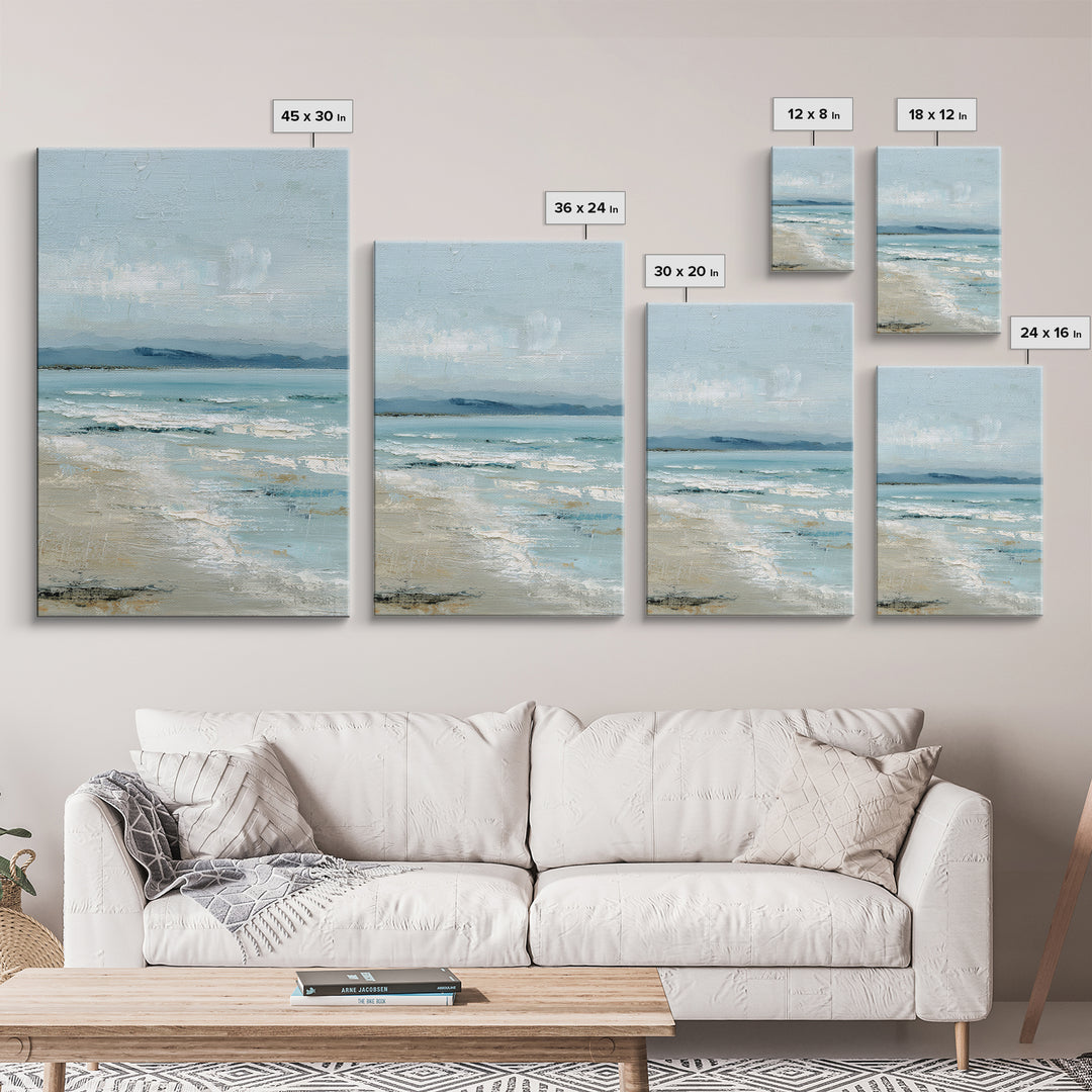 Quiet Moon over a Calm Ocean Horizon Framed Canvas Print, Above Bed Art, Printable Art, Bedroom Decor, Fine Art, Serenity, ABA-2x3-83
