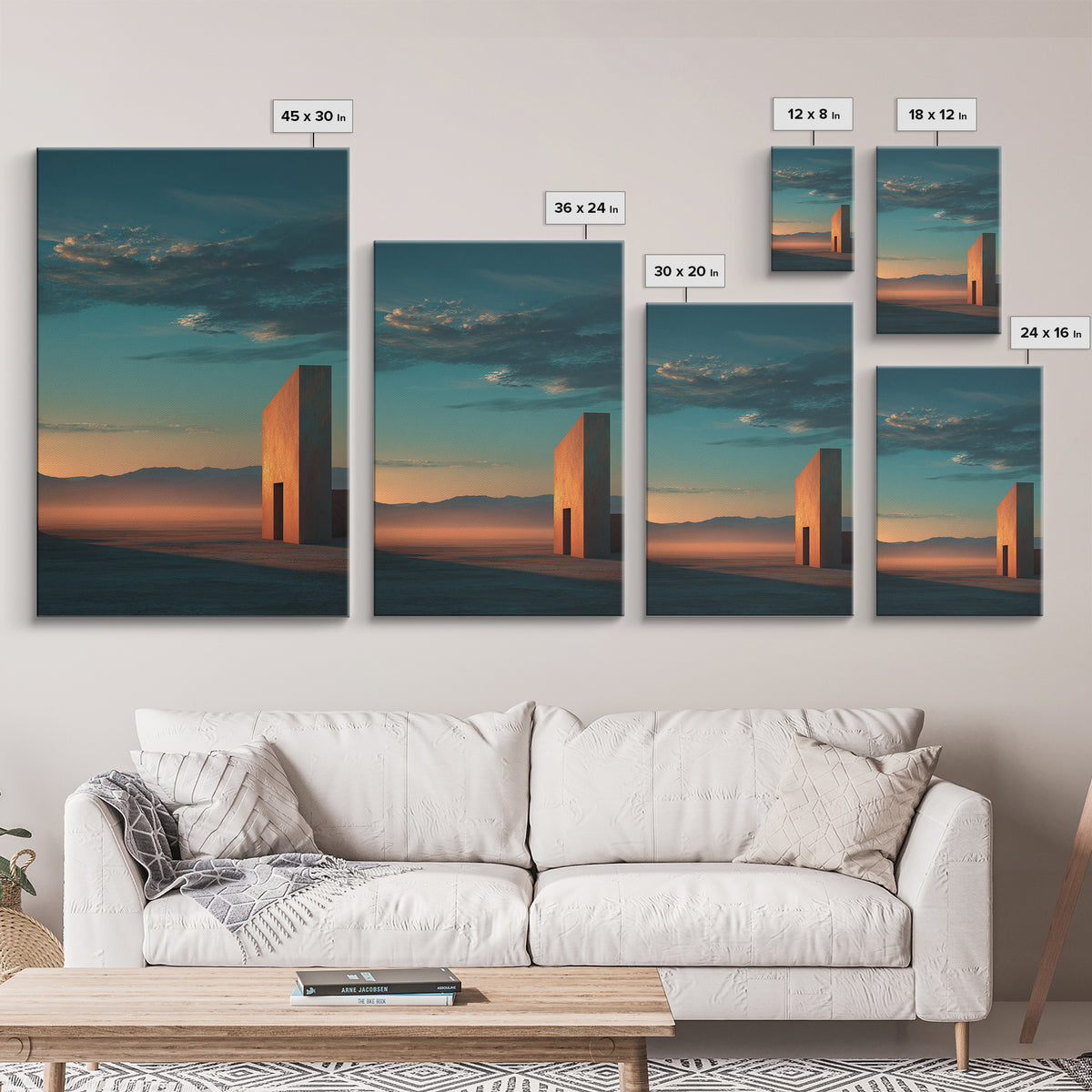 Dreamy Desert Sunset Framed Canvas Print, Above Bed Art, Living Room Decor, Bedroom Decor, Oil Painting, Serenity 487, ABA-2x3-87