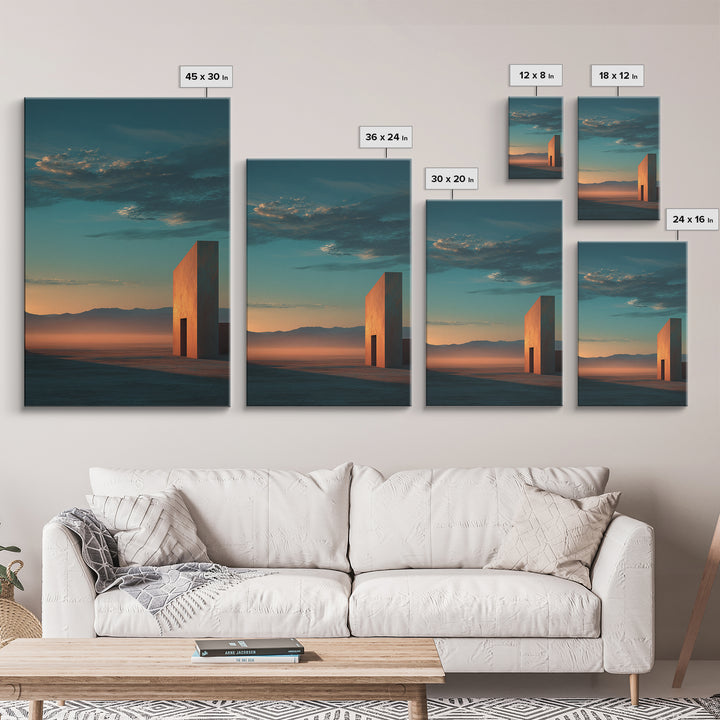 Dreamy Desert Sunset Framed Canvas Print, Above Bed Art, Living Room Decor, Bedroom Decor, Oil Painting, Serenity 487, ABA-2x3-87