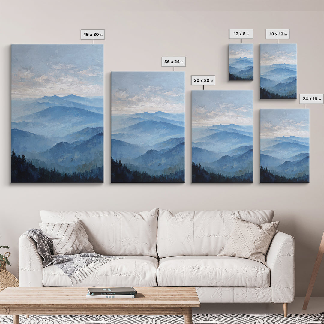 Panoramic Misty Mountain Landscape Canvas Print, Above Bed Art, Digital Prints, Bedroom Decor, Serenity, Printable Art, ABA-2x3-9