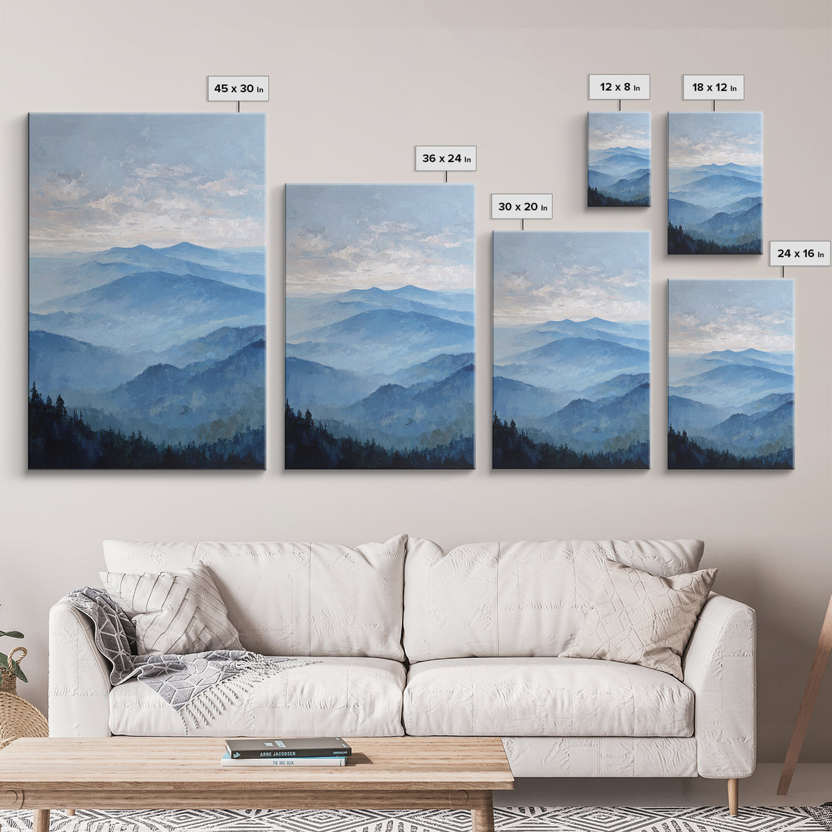 Panoramic Misty Mountain Landscape Canvas Print, Above Bed Art, Digital Prints, Bedroom Decor, Serenity, Printable Art, ABA-2x3-9